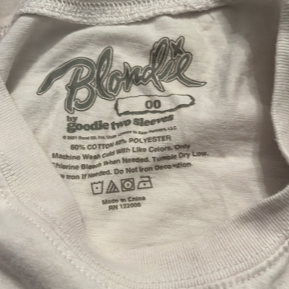 Blonde by Goldie Two Sleeves Classic Fit Crew Tee Sz 00 Blondie White - Picture 5 of 6